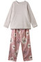 ボア＆綾ネル花柄プリントパジャマ イクコ/IKUKO アイボリー×ピンク