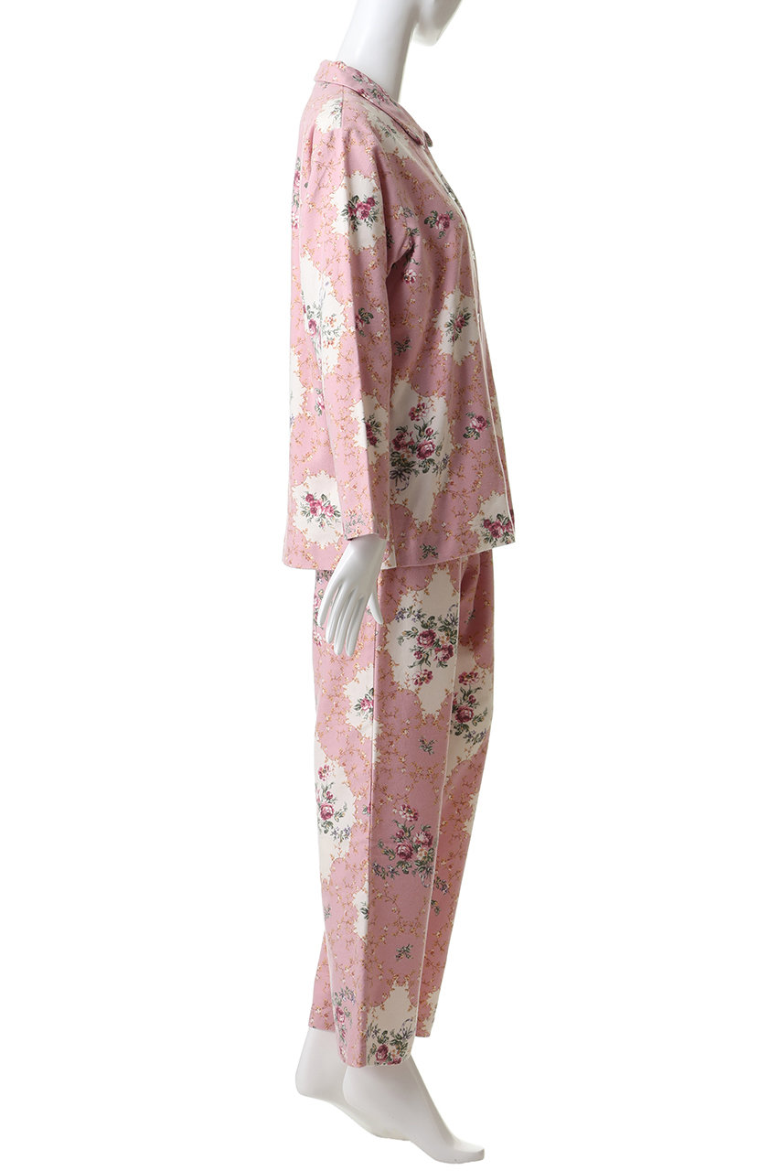 お値下げ❗️IKUKO 花柄プリントカジュアル ルームウェア 新品未使用 IKUKO(イクコ)｜綾ネル花柄プリント襟付きパジャマ/アイボリー の通販