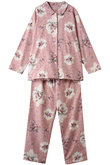 綾ネル花柄プリント襟付きパジャマ