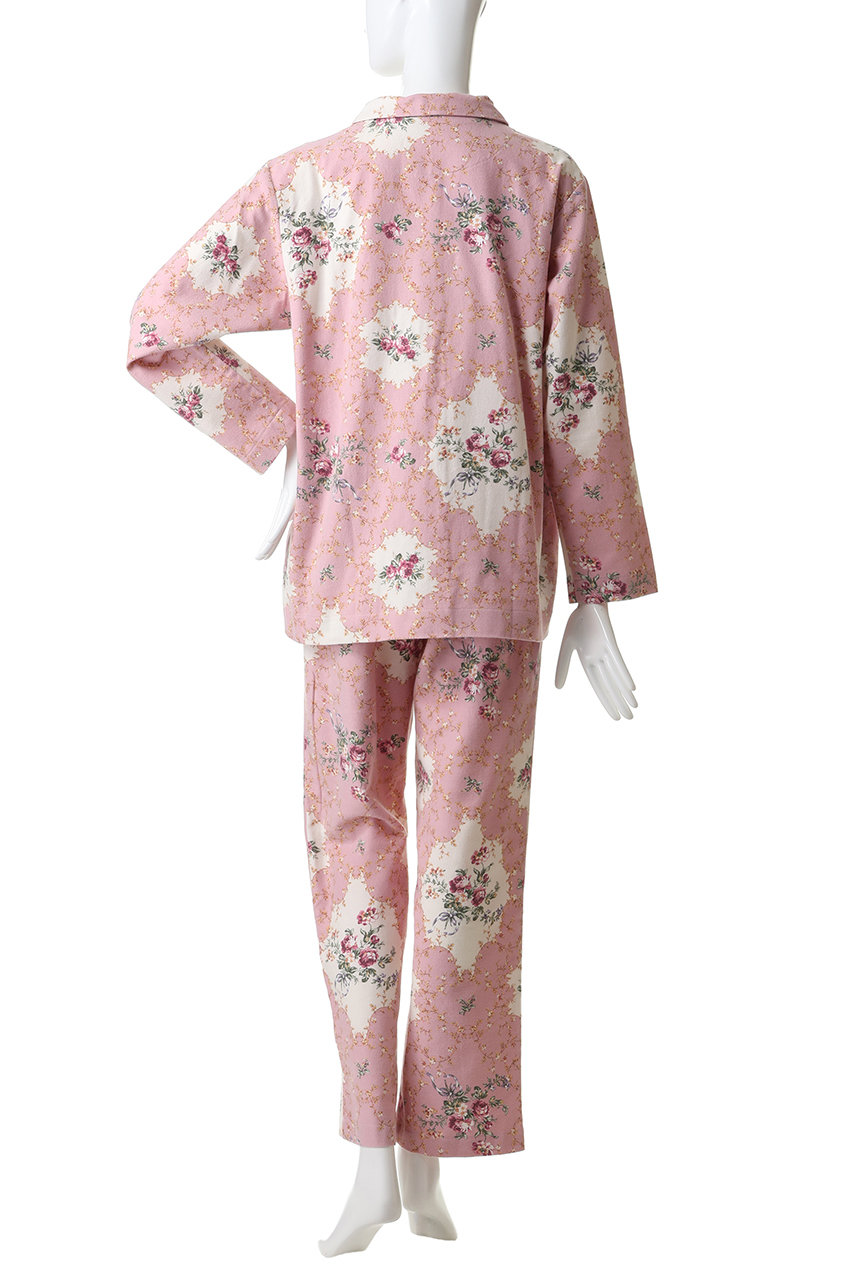 IKUKO(イクコ)｜綾ネル花柄プリント襟付きパジャマ/グレー の通販