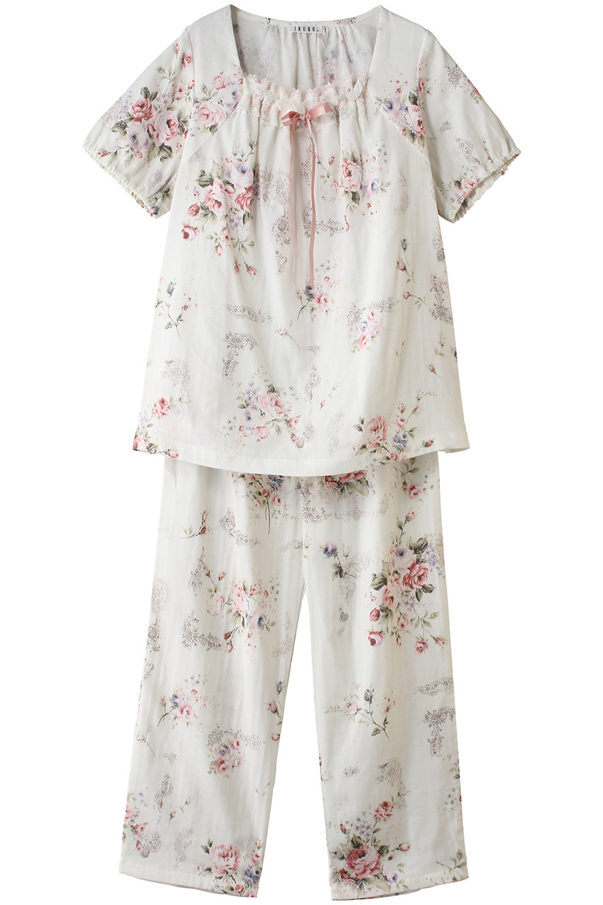 ダブルガーゼ花柄プリント半袖パジャマ