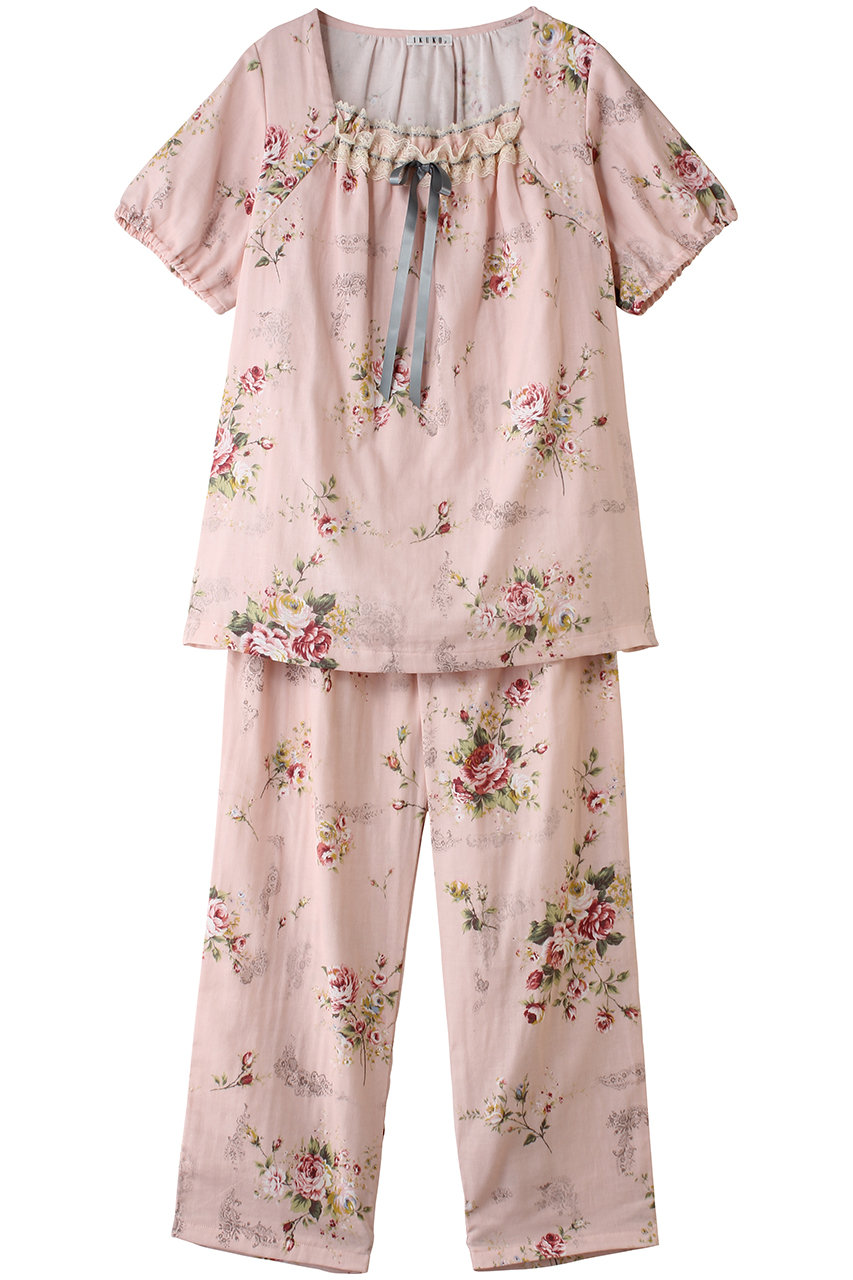 ダブルガーゼ花柄プリント半袖パジャマ