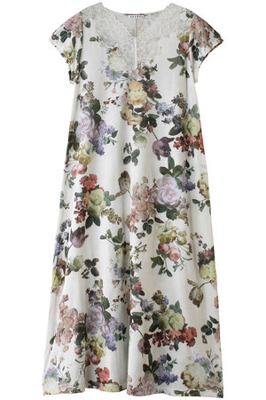 イクコ/IKUKOの60接結花柄ニットレースＶネックネグリジェ(111000/111003)