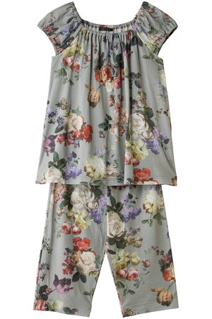 イクコ/IKUKOの60接結花柄ニットギャザーパジャマ(111000/111001)