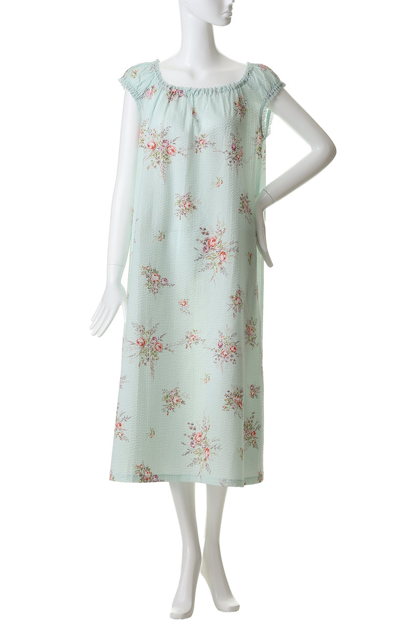 IKUKO(イクコ)｜ローンリップル花柄サマーネグリジェ/ミント の通販