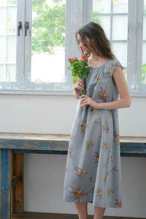 イクコ/IKUKOのローンリップル花柄サマーネグリジェ(111000/111003)