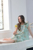 ローンリップル花柄ギャザーパジャマ