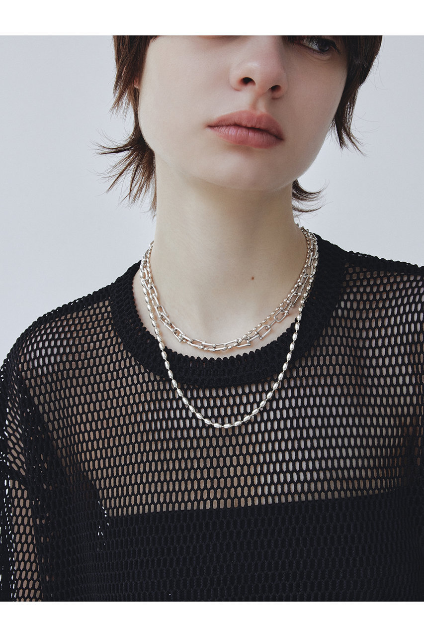 韓国発【Hei】4prong cubic necklace☆追跡送 925 Silver]ハートと四角チェーンネックレス 韓国アクセサリー