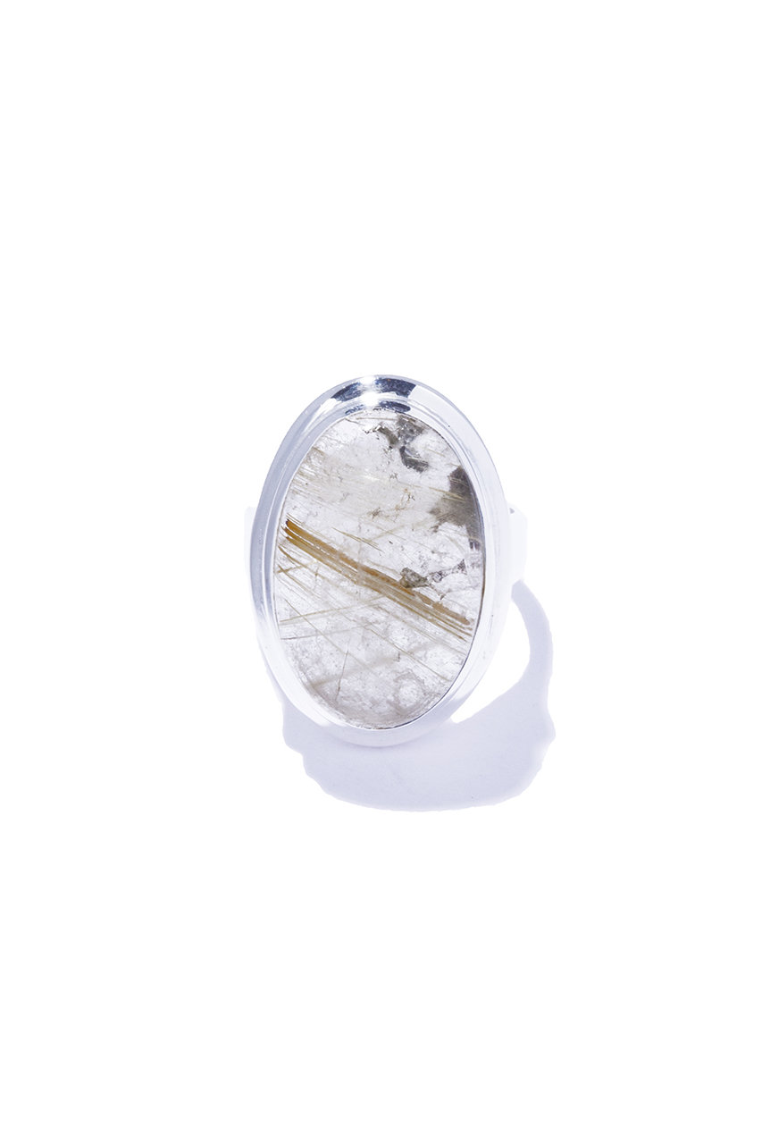 クイップ クエイント/quip queintの【予約販売】oval nebula リング (ゴールドルチルクォーツ)(シルバー/QU284)