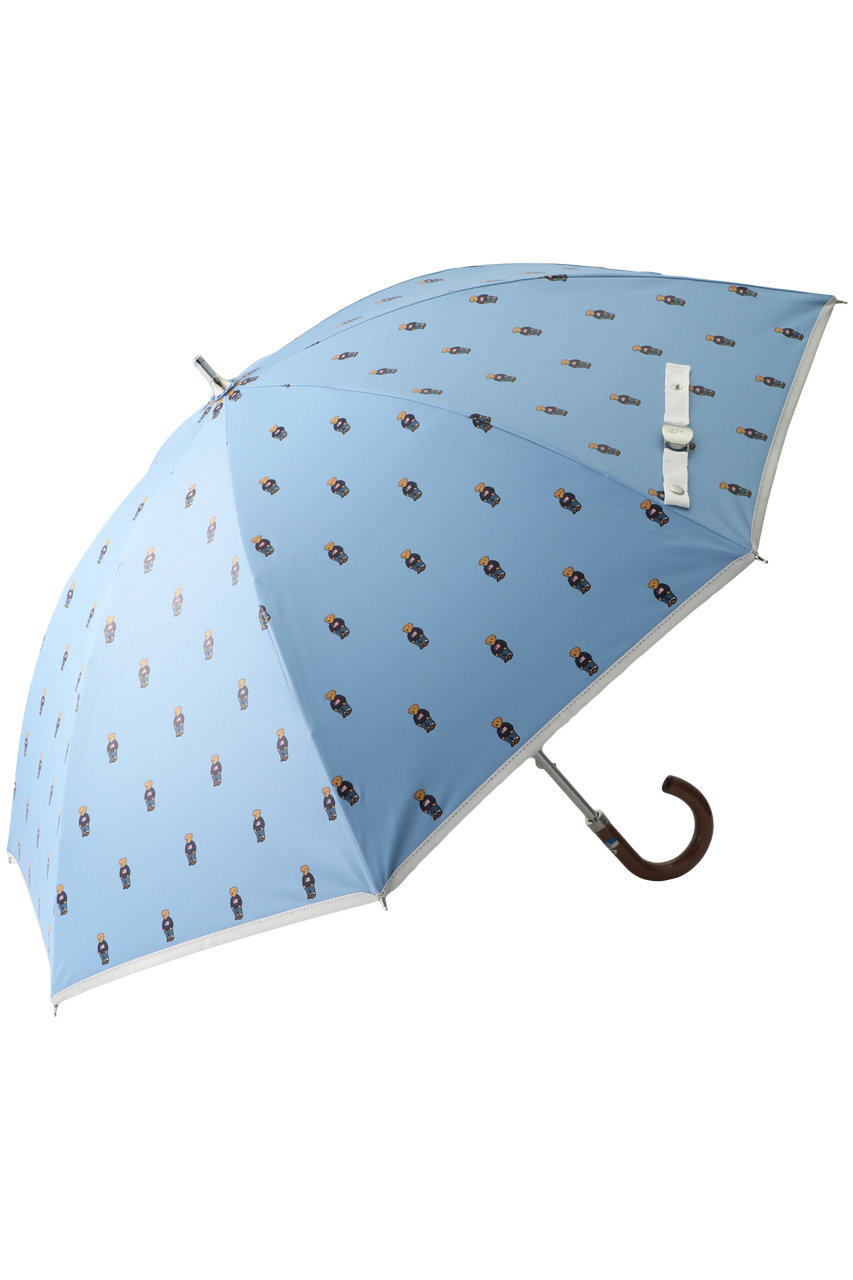POLO RALPH LAUREN 晴雨兼用ベアプリントショート傘 (ブルー×オフ F) ポロ ラルフ ローレン ELLE SHOPの大画像