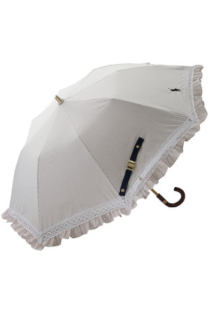 ポロ ラルフ ローレン（レイングッズ・アマガサ・ヒガサ）/POLO RALPH LAUREN（レイングッズ・雨傘・日傘）の晴雨兼用　先染めストライプ×フリル楽折傘(149900/149901)