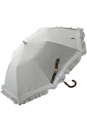 ポロ ラルフ ローレン（レイングッズ・アマガサ・ヒガサ）/POLO RALPH LAUREN（レイングッズ・雨傘・日傘）の晴雨兼用　先染めストライプ×フリル楽折傘(149900/149901)