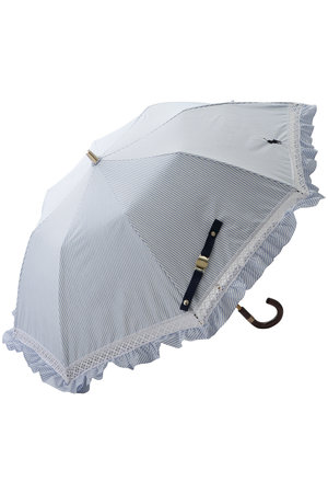 ポロ ラルフ ローレン（レイングッズ・アマガサ・ヒガサ）/POLO RALPH LAUREN（レイングッズ・雨傘・日傘）の晴雨兼用　先染めストライプ×フリル楽折傘(149900/149901)