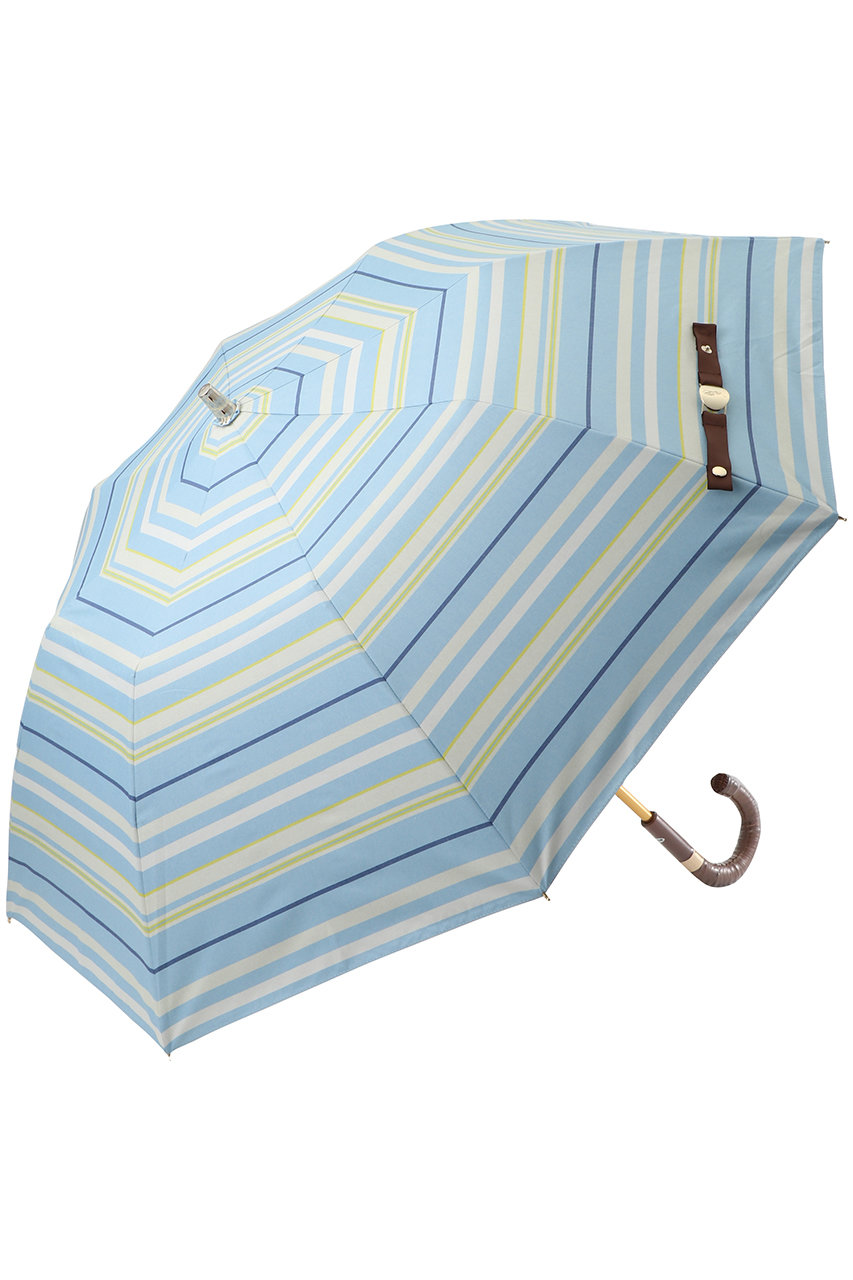 ポロ ラルフ ローレン(レイングッズ・アマガサ・ヒガサ)/POLO RALPH LAUREN(レイングッズ・雨傘・日傘)の【晴雨兼用】折畳傘ボーダー柄(スカイブルー/22-119-12338-51-81)