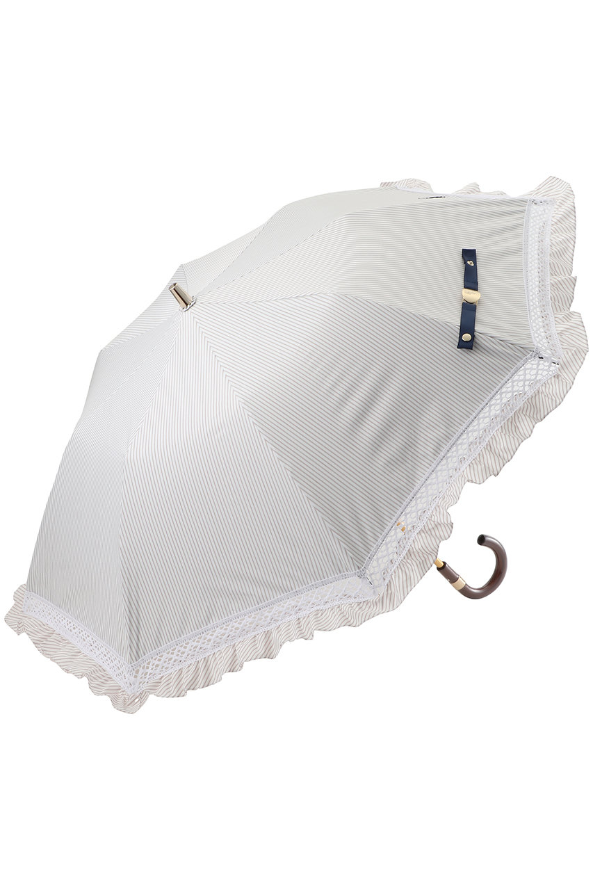 ポロ ラルフ ローレン(レイングッズ・アマガサ・ヒガサ)/POLO RALPH LAUREN(レイングッズ・雨傘・日傘)の【晴雨兼用】折畳傘ストライプフリル(ベージュ/22-119-12343-51-76)