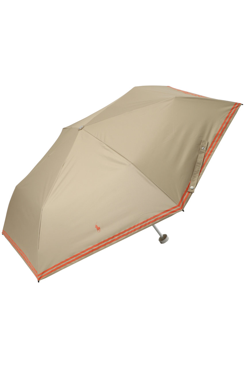 ポロ ラルフ ローレン(レイングッズ・アマガサ・ヒガサ)/POLO RALPH LAUREN(レイングッズ・雨傘・日傘)の【晴雨兼用】折畳傘PPボーダー(ベージュ/22-119-12346-52-75)