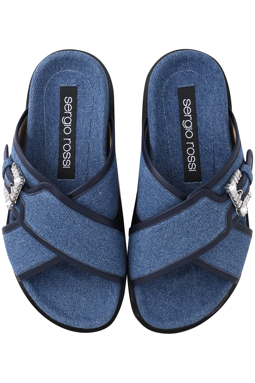 Sergio Rossi srTWENTY BUCKLE フラットサンダル (デニムブルー, 38(25)) セルジオ ロッシ ELLE SHOP Sergio Rossi srTWENTY BUCKLE フラットサンダル (デニムブルー, 38(25)) セルジオ ロッシ ELLE SHOP