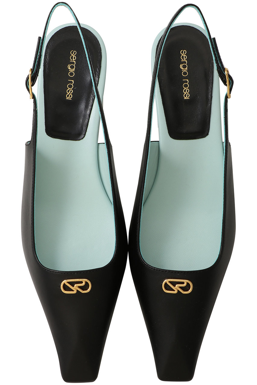 Sergio Rossi SURGE スリングバック (ブラック+アクアミントライニング, 36(23)) セルジオ ロッシ ELLE SHOP Sergio Rossi SURGE スリングバック (ブラック+アクアミントライニング, 36(23)) セルジオ ロッシ ELLE SHOP