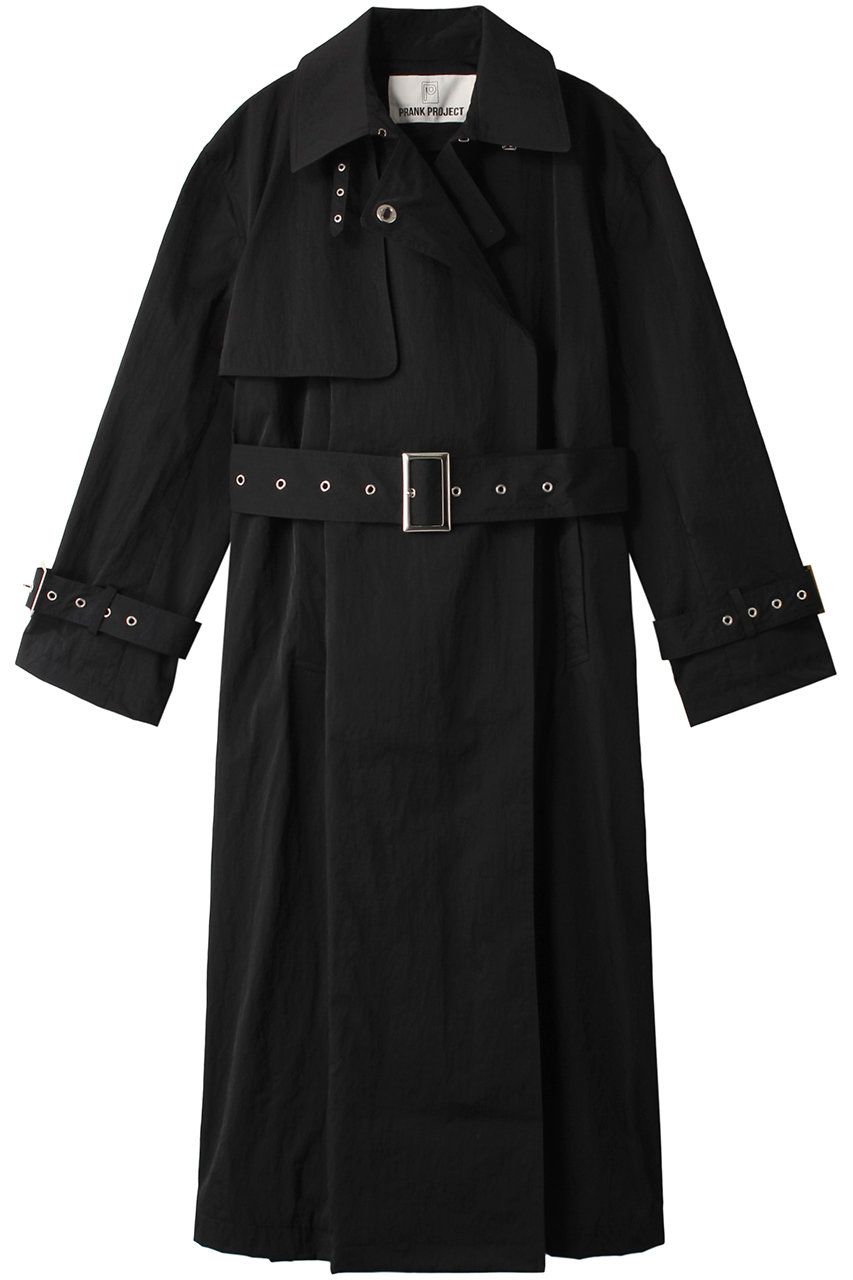 ＜ELLE SHOP＞ PRANK PROJECT ワッシャータフタトレンチコート / Washer Taffeta Trench Coat (BLK(ブラック) FREE) プランク プロジェクト ELLE SHOP