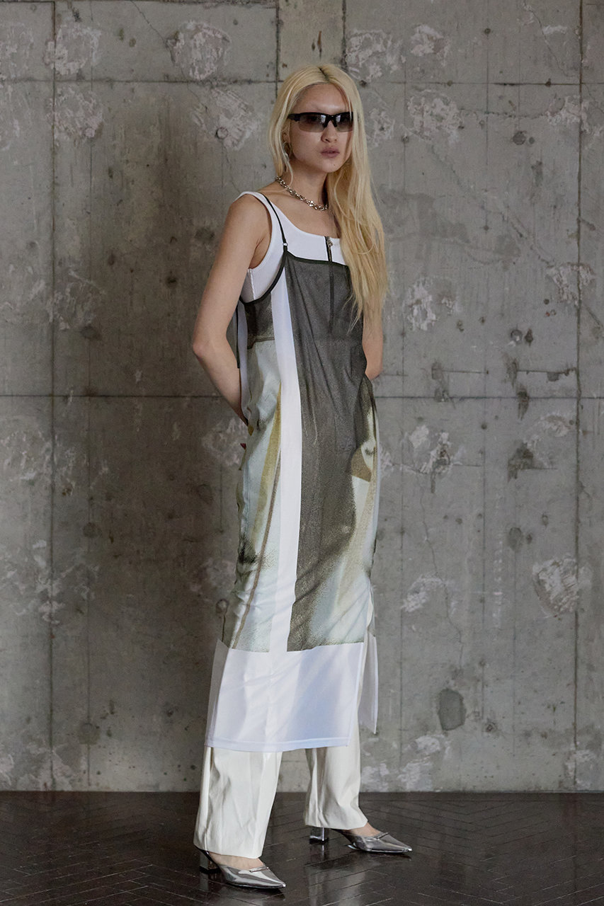 マルチプリントシアーキャミワンピース / Multi Printed See-through Camsole Dress