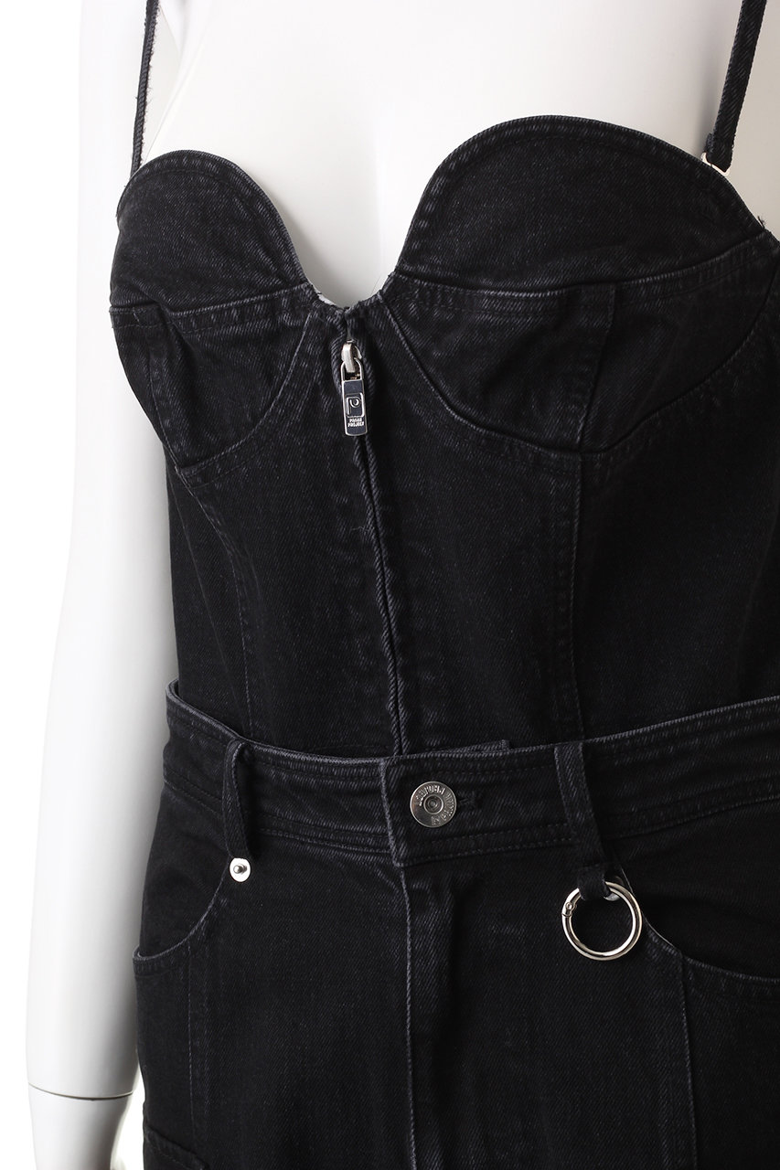 デニムカーゴオールインワン / Denim Cargo Suspender Jumpsuit