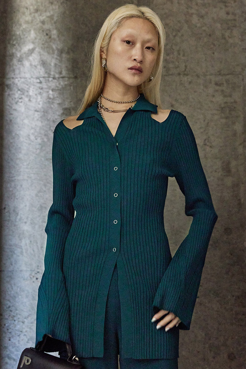 PRANK PROJECT ショルダースリットニットシャツ / Shoulder Slit Knit Shirt (BLU(ブルー), FREE) プランク プロジェクト ELLE SHOP PRANK PROJECT ショルダースリットニットシャツ / Shoulder Slit Knit Shirt (BLU(ブルー), FREE) プランク プロジェクト ELLE SHOP