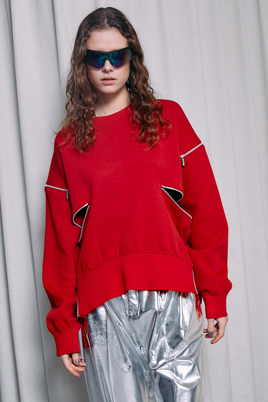 PRANK PROJECT メニージップダンボールニットトップ / Many Zips Double Knit Top (RED(レッド), FREE) プランク プロジェクト ELLE SHOP PRANK PROJECT メニージップダンボールニットトップ / Many Zips Double Knit Top (RED(レッド), FREE) プランク プロジェクト ELLE SHOP