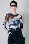 マルチプリントシアークルートップ / Multi Printed See-through Crew Neck Top プランク プロジェクト/PRANK PROJECT