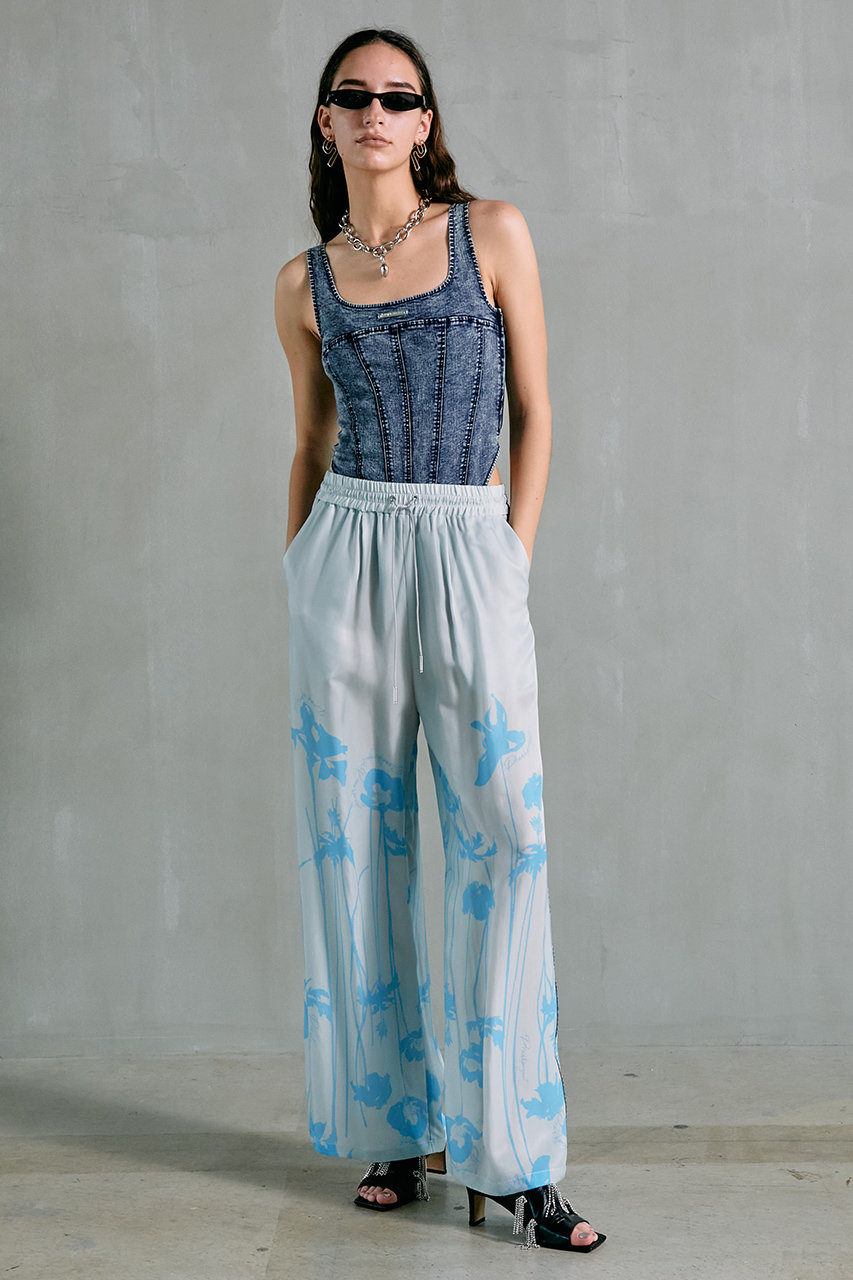 フラワーモチーフプリントパンツ/Flower Motif Printed Pants-