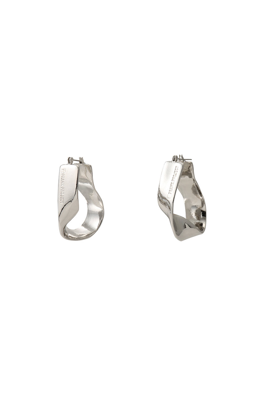 プラチナコーティングロゴプレートツイストピアス/Platinum Coated Logo Plate Twisted Earrings