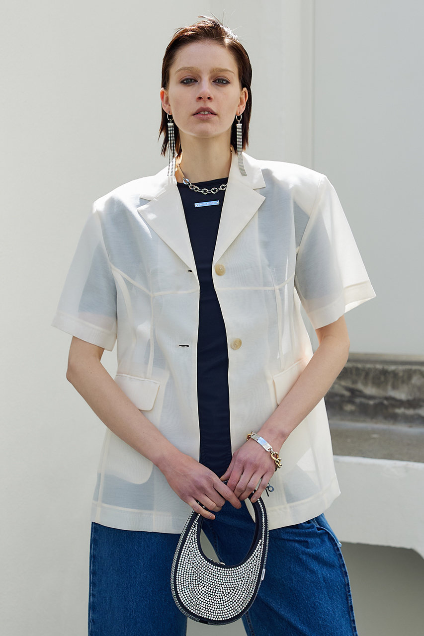 白シャツ【enof】sheer jacket shirts