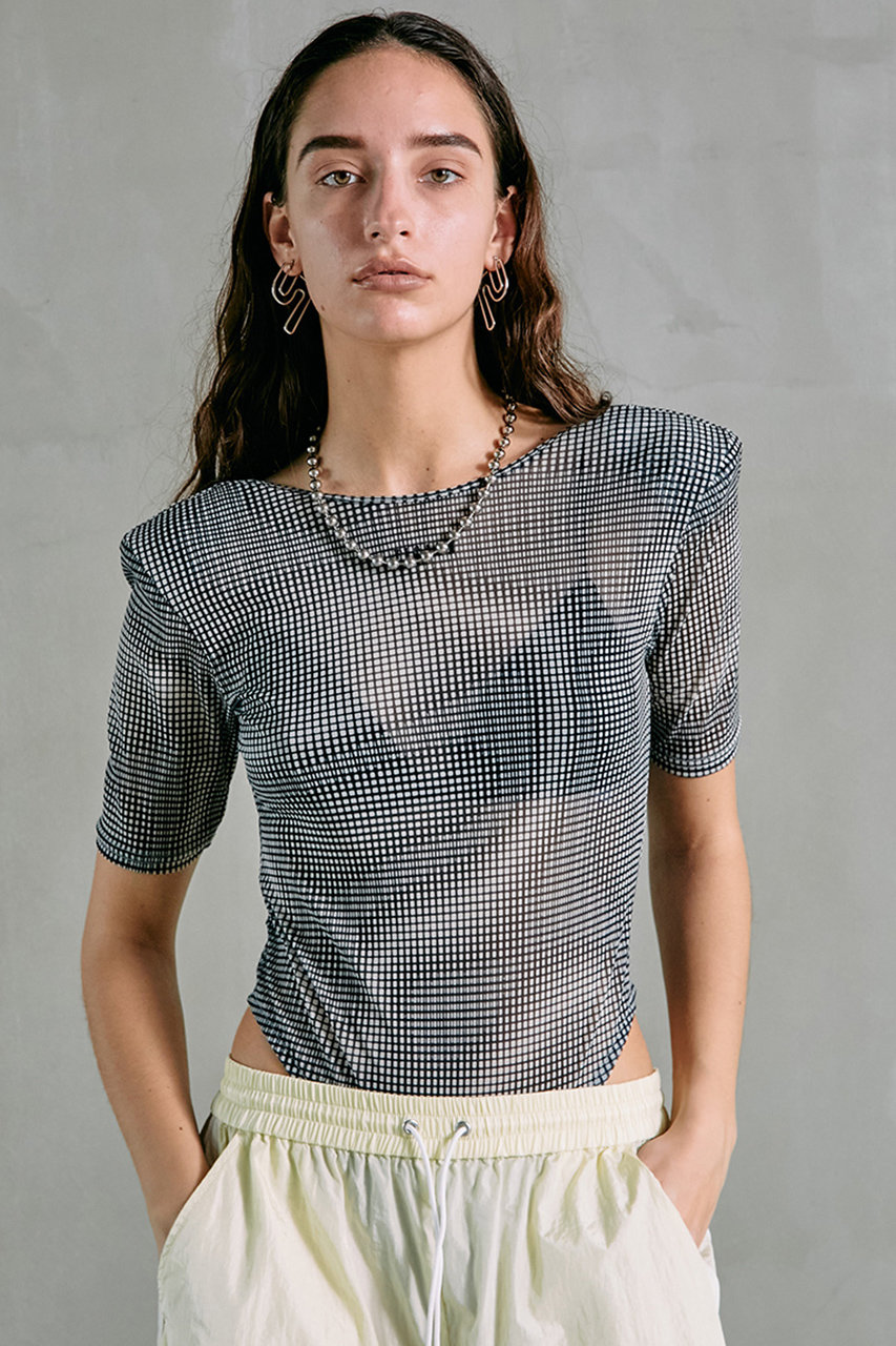 モアレプリントチュールボディスーツ / Moire Printed Tulle Bodysuit
