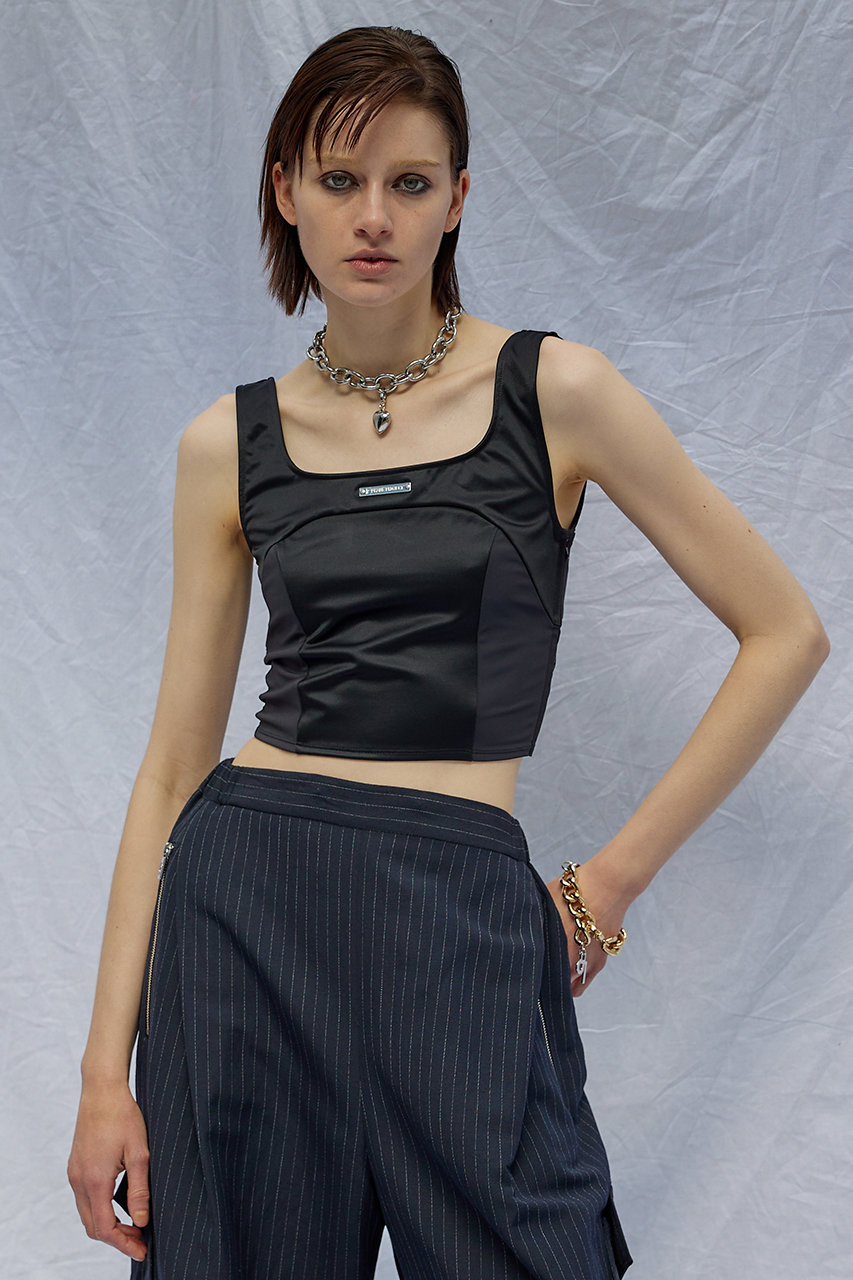 サテンコンビクロップドトップ / Satin Combi Cropped Top