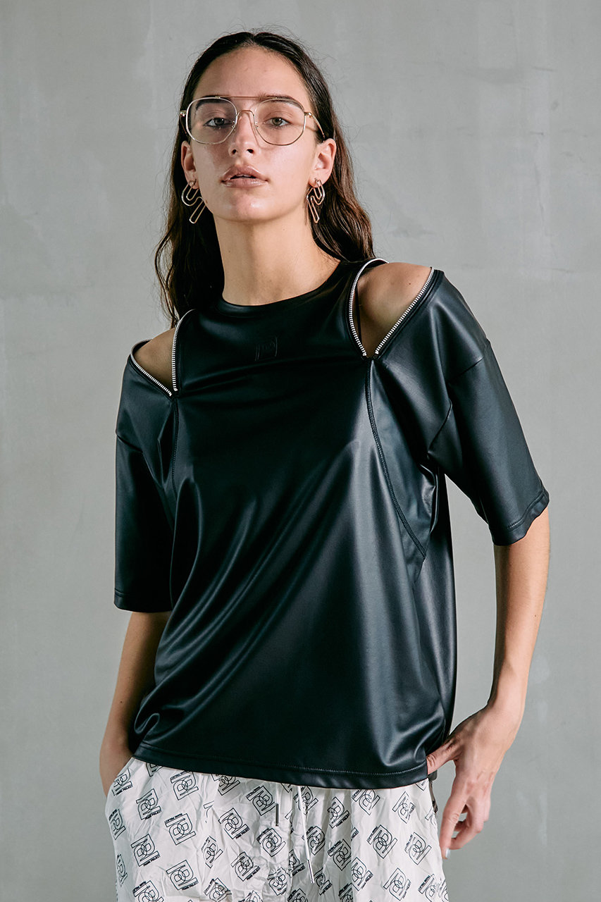 PRANK PROJECT(プランク プロジェクト)｜ホイルコーティングジャージトップ / Foil Coated Jersey  Top/BLK(ブラック) の通販｜ELLESHOP・(エル・ショップ)