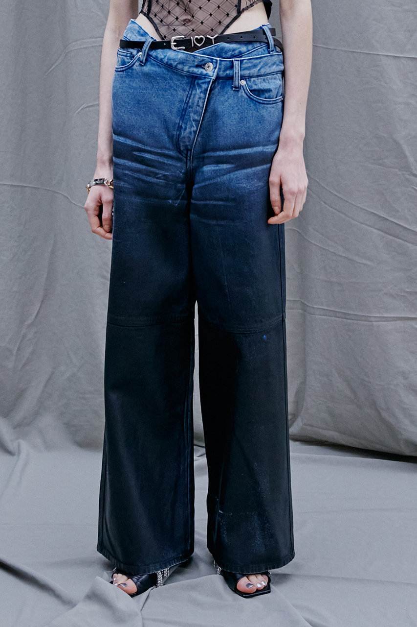 ＜ELLE SHOP＞ PRANK PROJECT スプレーワイドデニム / Spray Wide Denim (BLU(ブルー) 36) プランク プロジェクト ELLE SHOP