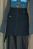 アシメヘムジップミニスカート / Asymmetry Hem Zip Mini Skirt