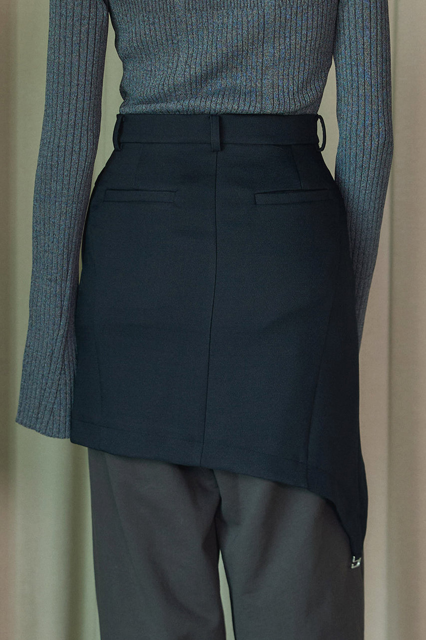 アシメヘムジップミニスカート / Asymmetry Hem Zip Mini Skirt
