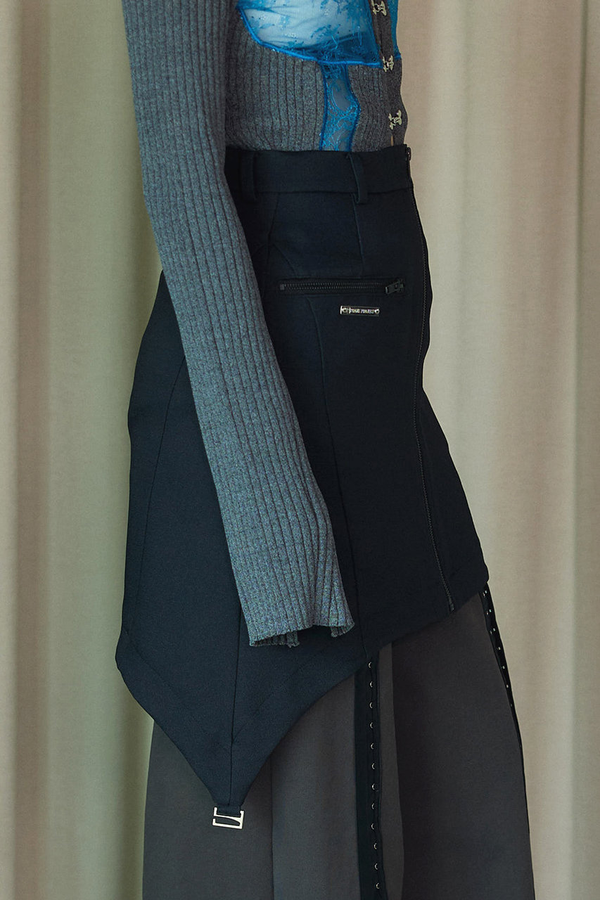 アシメヘムジップミニスカート / Asymmetry Hem Zip Mini Skirt