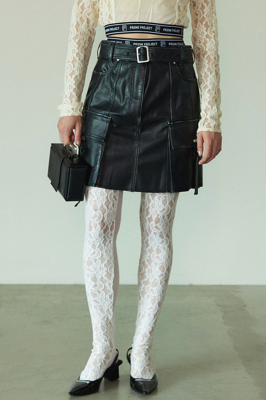 PRANK PROJECT(プランク プロジェクト)｜ヴィンテージヴィーガンレザーミニスカート Vintage Vegan Leather  Mini Skirt/BLK(ブラック) の通販｜ELLESHOP・(エル・ショップ)
