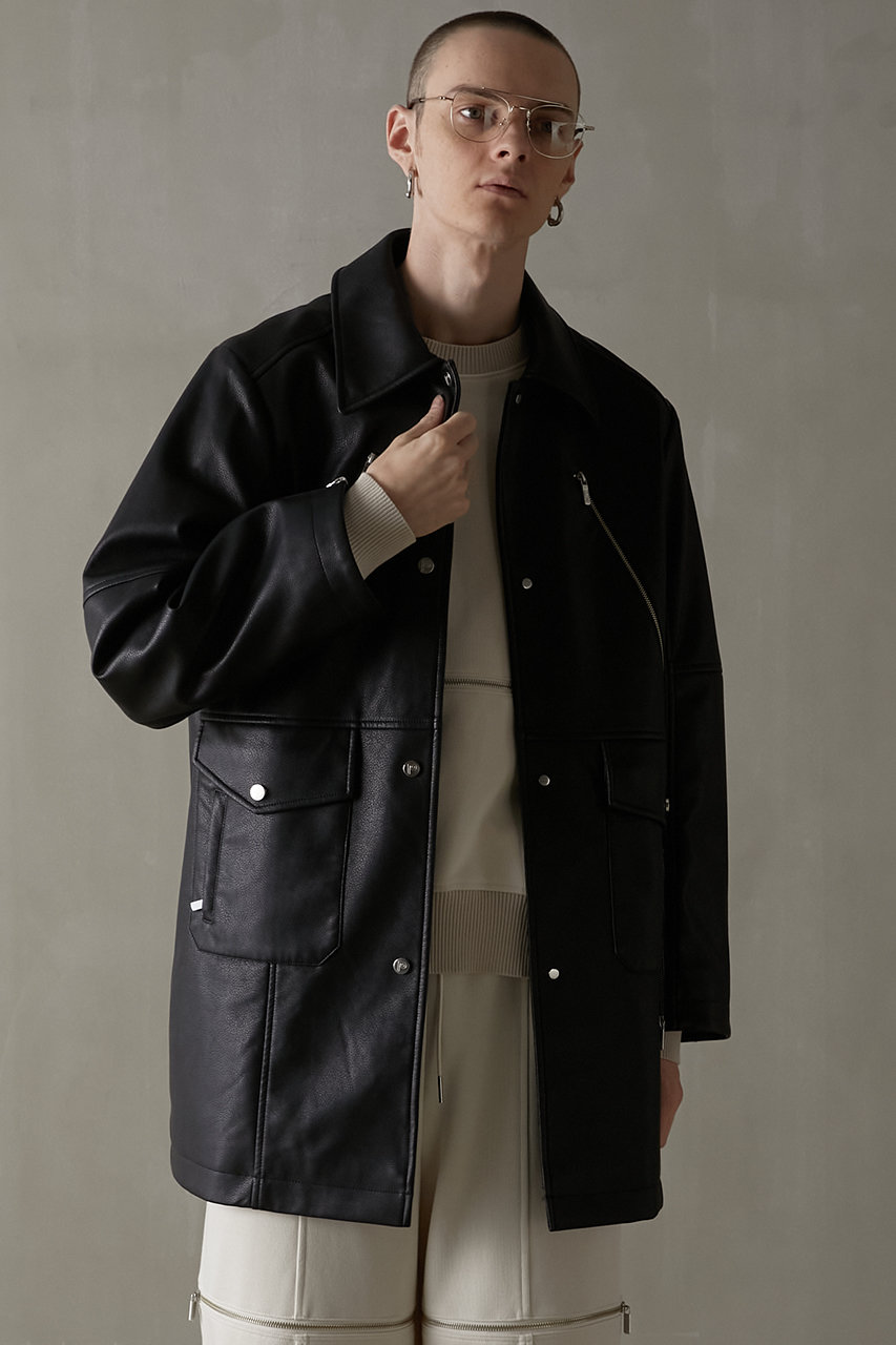 【UNISEX】ヴィーガンレザーミドルコート / Vegan Leather Middle Coat