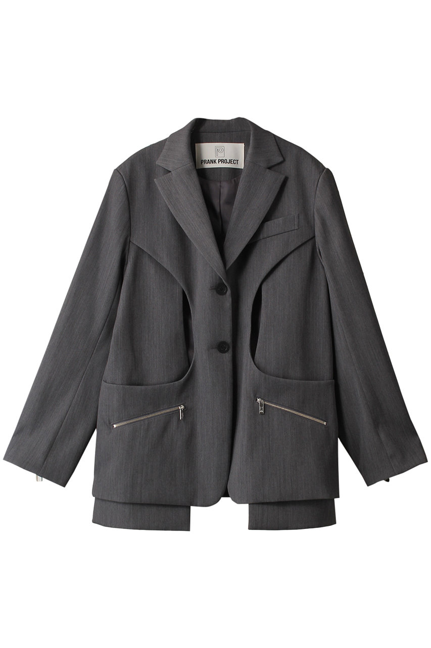 PRANK PROJECT カットアウトナロージャケット / Cut-out Narrow Jacket (GRY(グレー), FREE) プランク プロジェクト ELLE SHOP PRANK PROJECT カットアウトナロージャケット / Cut-out Narrow Jacket (GRY(グレー), FREE) プランク プロジェクト ELLE SHOP