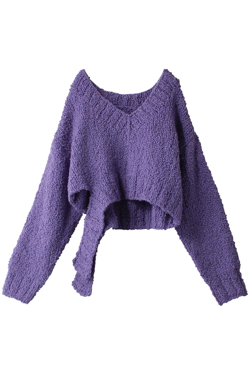 PRANK PROJECT Vネックスラブショートニット/V-neck Slab Short Knit (PPL(パープル), FREE) プランク プロジェクト ELLE SHOP PRANK PROJECT Vネックスラブショートニット/V-neck Slab Short Knit (PPL(パープル), FREE) プランク プロジェクト ELLE SHOP