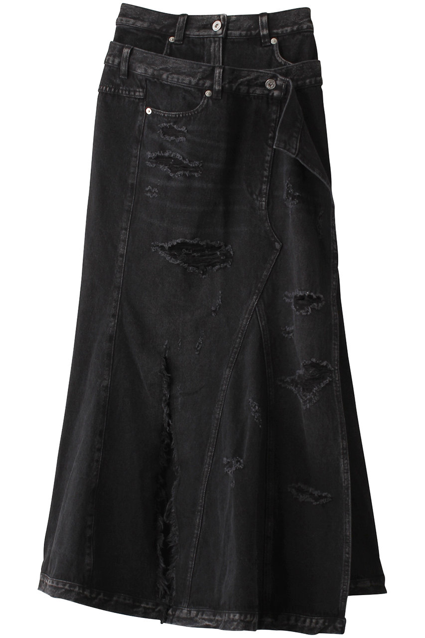 PRANK PROJECT クラッシュマーメイドデニムスカート/Crushed Mermaid Denim Skirt (BLK(ブラック), 38) プランク プロジェクト ELLE SHOP