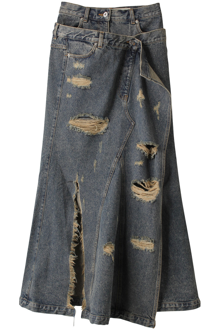 PRANK PROJECT クラッシュマーメイドデニムスカート/Crushed Mermaid Denim Skirt (BLU(ブルー), 38) プランク プロジェクト ELLE SHOP