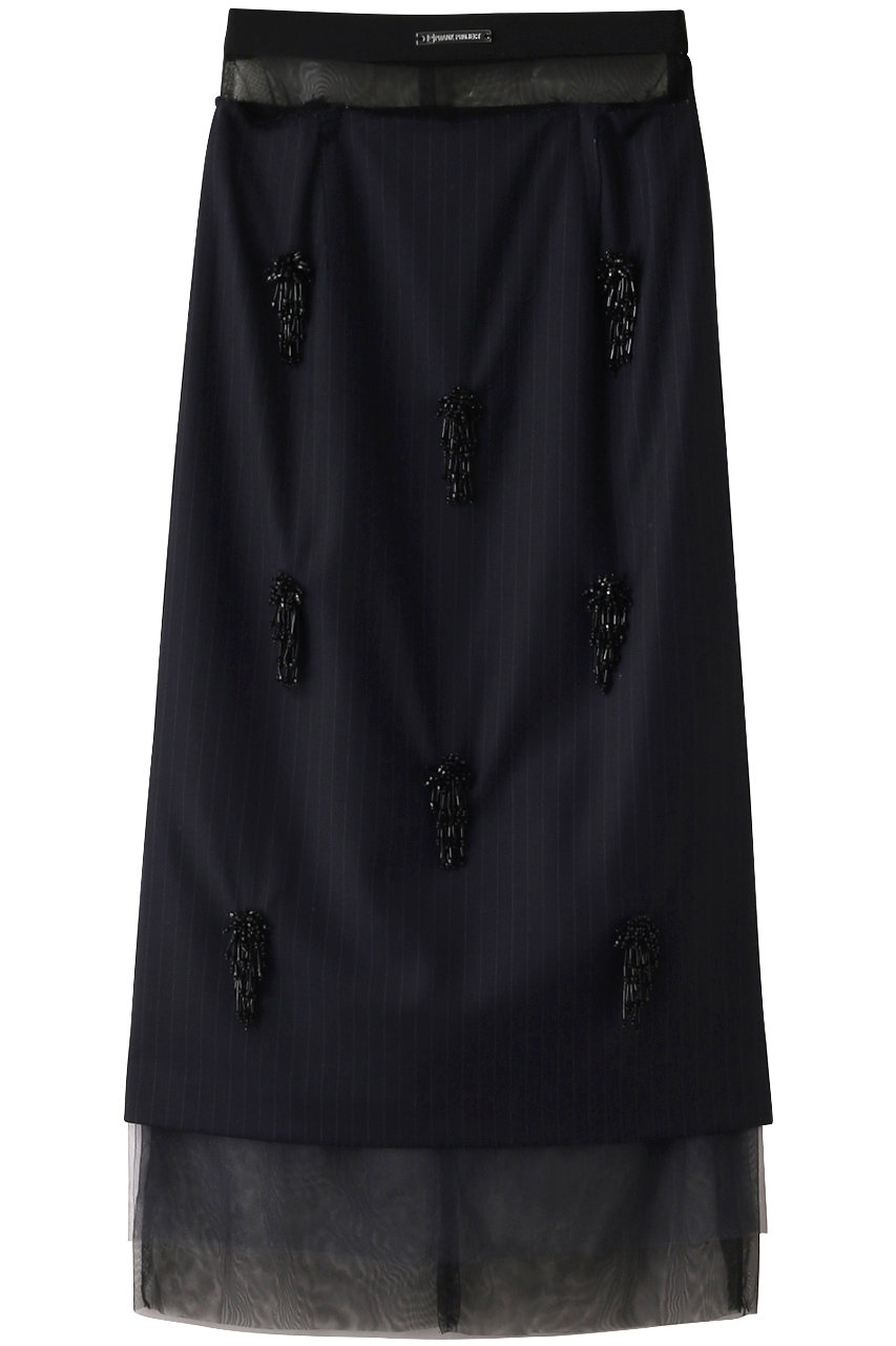 ＜ELLE SHOP＞ PRANK PROJECT ストライプビジュースカート/Striped Bijou Skirt (NVY(ネイビー) 38) プランク プロジェクト ELLE SHOP