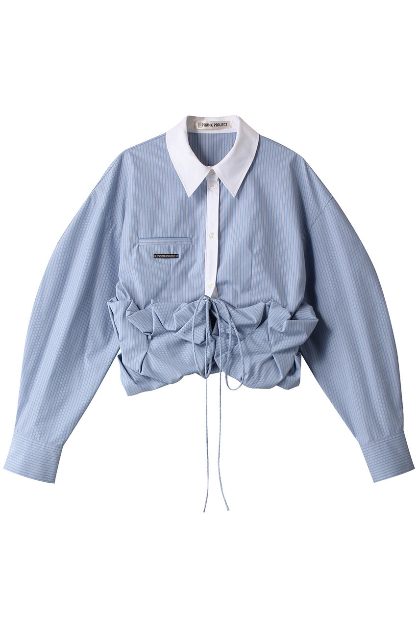 PRANK PROJECT ボリュームフリルショートシャツ / Voluminous Ruffled Short Shirt (BLU(ブルー), FREE) プランク プロジェクト ELLE SHOP