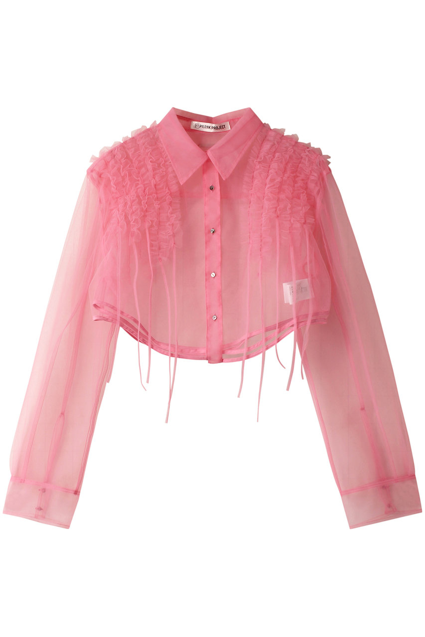 PRANK PROJECT フリルチュールショートシャツ / Ruffled Tulle Short Shirt (PNK(ピンク), FREE) プランク プロジェクト ELLE SHOP