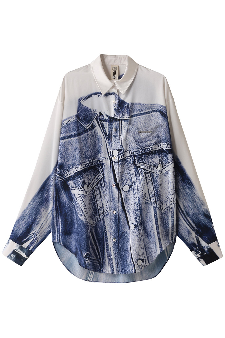 PRANK PROJECT デニムプリントシャツ / Denim Printed Shirt (BLU(ブルー), FREE) プランク プロジェクト ELLE SHOP PRANK PROJECT デニムプリントシャツ / Denim Printed Shirt (BLU(ブルー), FREE) プランク プロジェクト ELLE SHOP
