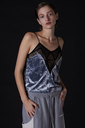 プランク プロジェクト/PRANK PROJECTのクラッシュベロアレースキャミ / Crushed Velour Lace Camisole(110100/110101)
