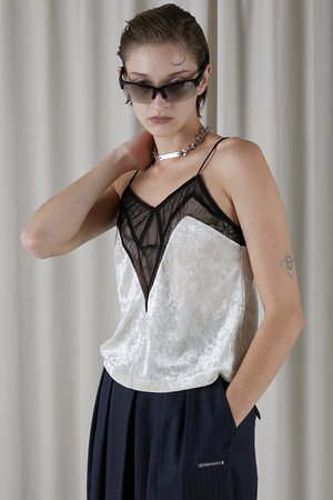 【訳あり価格】プランクプロジェクト ブラック トップス キャミソール 24AW】PRANK PROJECT プランクプロジェクト / Sheer Trim